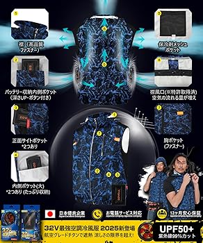 最強冷風服　ファン付きベスト2.8H急速満充電　男女兼用IP45防水　新品未開封 Amazon | 【2025最強爆風 32V超高出力 体感-15℃】 空調冷風服
